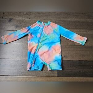Joe Fresh Tie Dye Rash Guard Onesie 12–18M Long Sleeve Zip